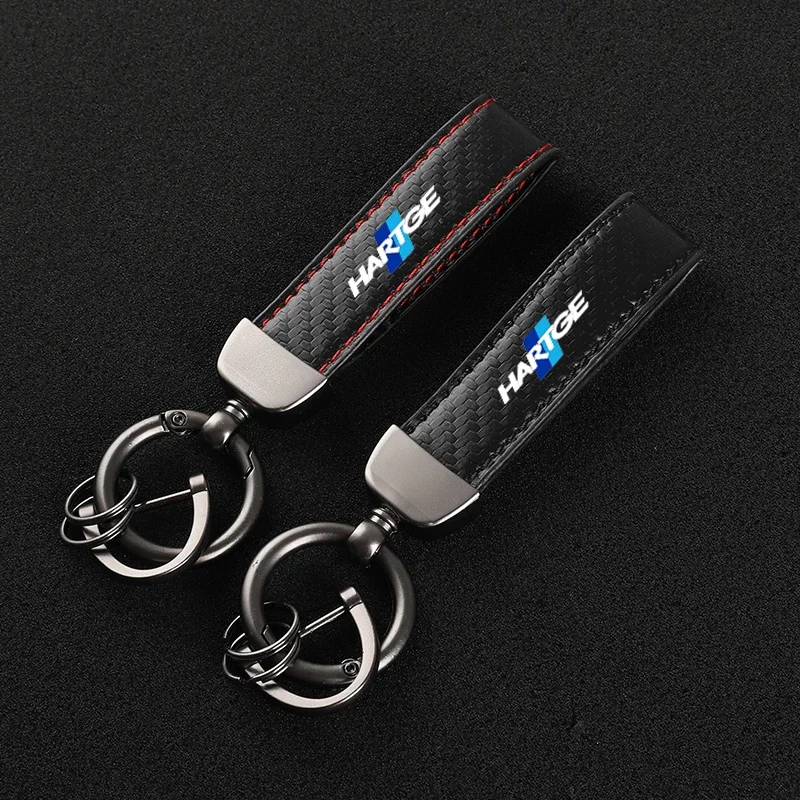 2024 Leather Carbon Fiber Car Rings Keychain Zinc Alloy Keyrings For HARTGE with logo  Car Accessories