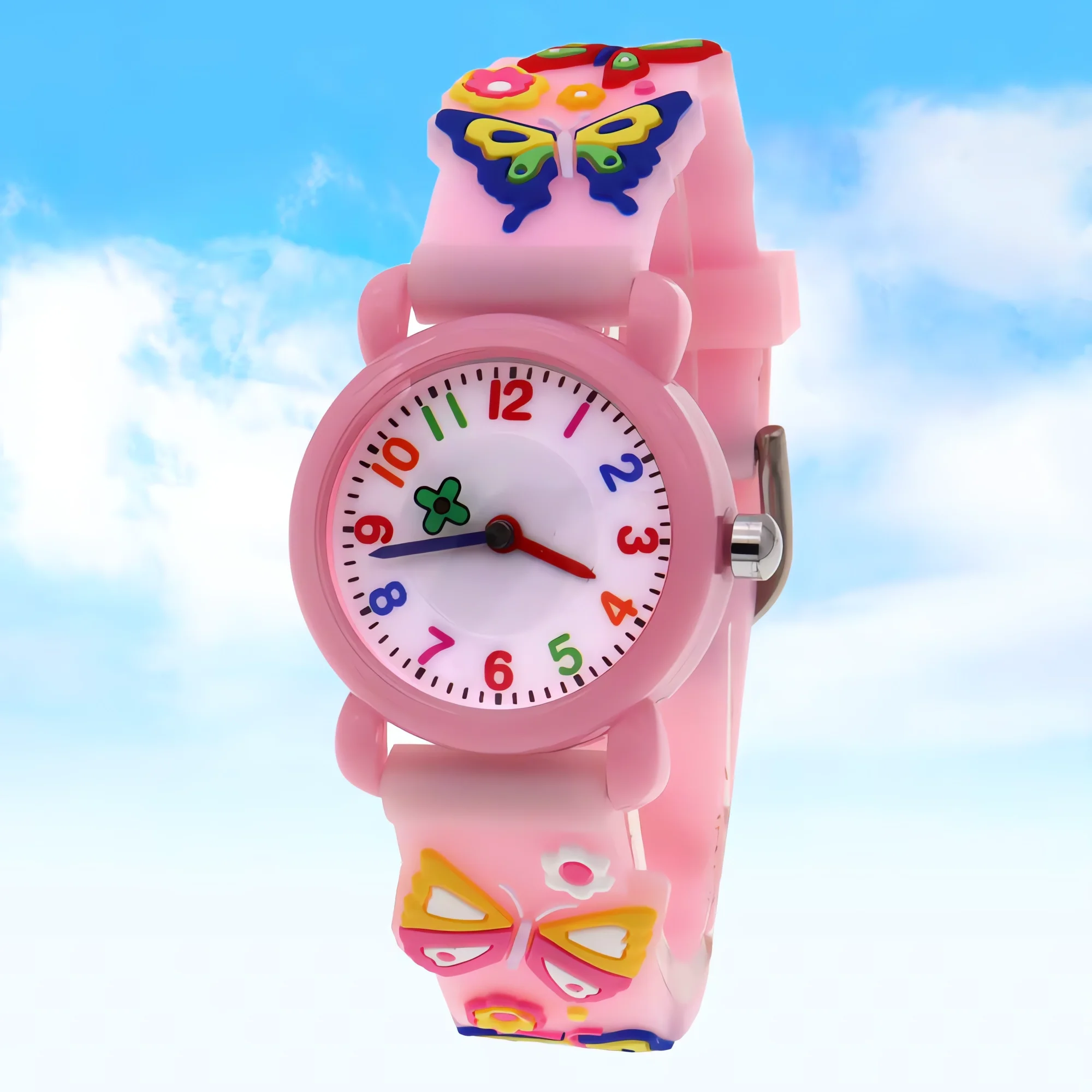 Elegant Butterfly Flower Kids Wristwatch Children's Timepiece with Second Hand for Boys And Girls