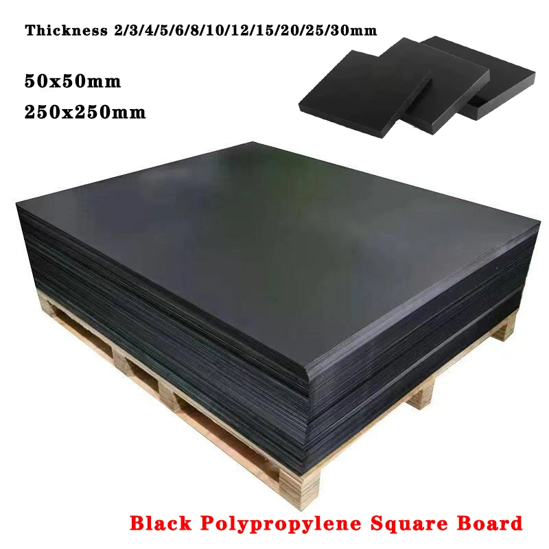 1/2/5pcs Thickness 2/3/4/5/6/8/10/12/15/20/25/30mm 50x50mm 250x250mm Black Polypropylene Square Board PP Plastic Sheets Plate
