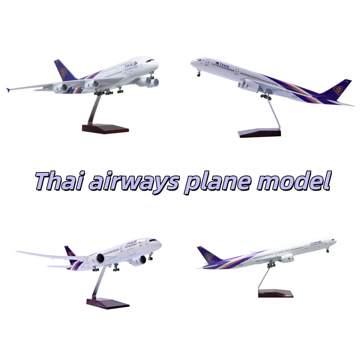 Airplane Models 47cm B747/B777/A380/350 Thai Airways Series Resin Model Planes With Stable Base For Souvenir Hobby Aviation Gift