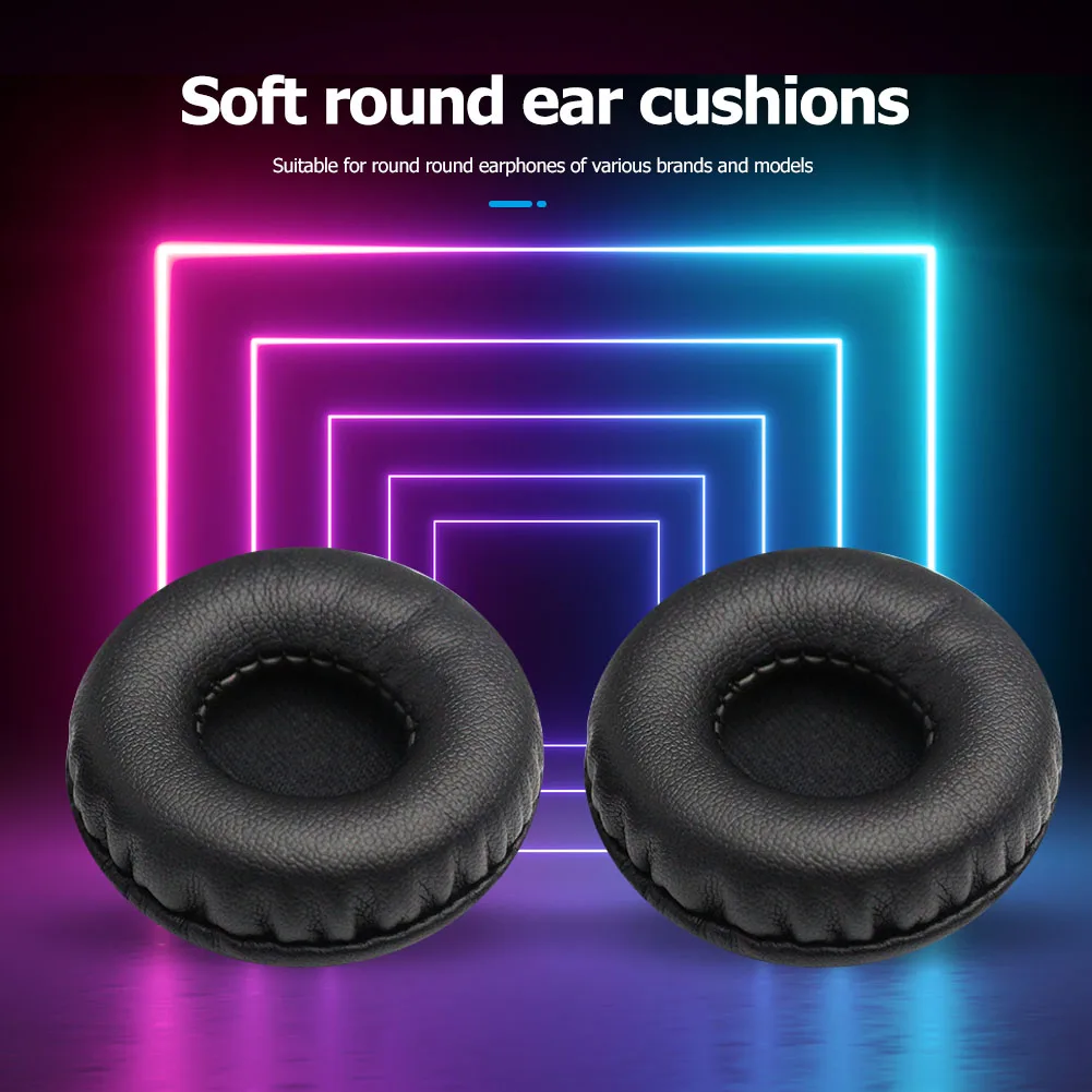 2x мягкие подушечки для наушников, сменные подушки из полиуретана, пена из белковой кожи, круглые портативные развлекательные принадлежности для наушников