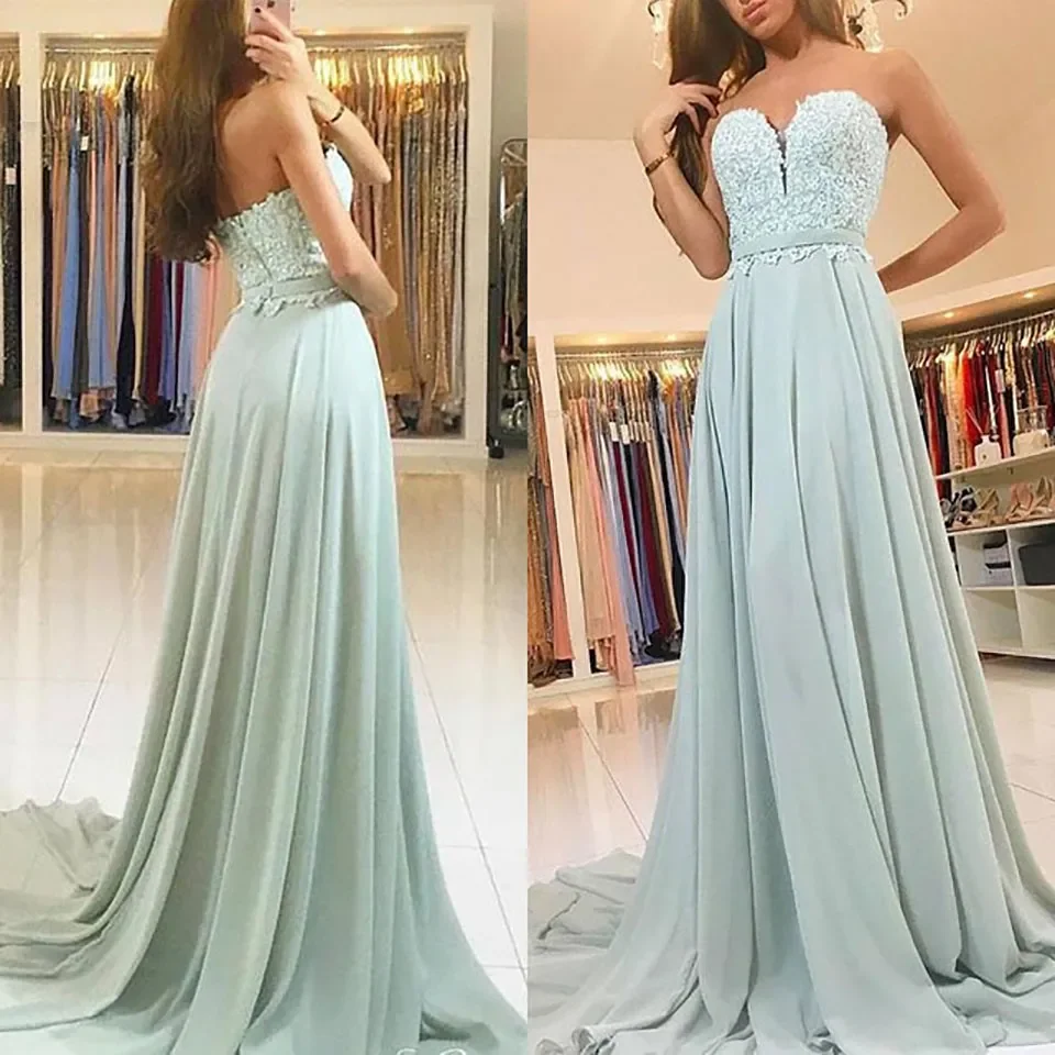 Robe demoiselle d'honneur Mint Green Bridemaid Dresses Chiffon Lace Appliqued Maid of Honor Gowns Prom Party Gowns