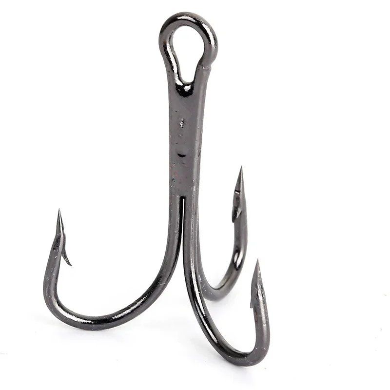 

10Pcs/lot 2# 4# 6# 8# 10# Black Fishing Hook High Carbon Steel Treble Overturned Hooks Fishing Tackle Round Bend Treble For Bass