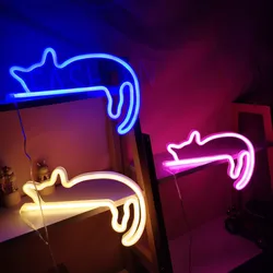 Cat Neon Sign for Wall Decor Led Light Up Sign Decor Pet Store Animal Club USB for Room Wall Home Party Birthday Gift