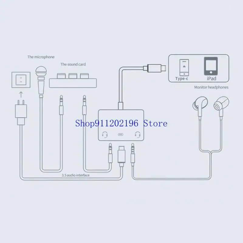 P82A 3 في 1USB C إلى كارت الصوت Type-C محول صوت ستيريو خارجي محول التوصيل والتشغيل لا حاجة للسائقين محول 3 #5