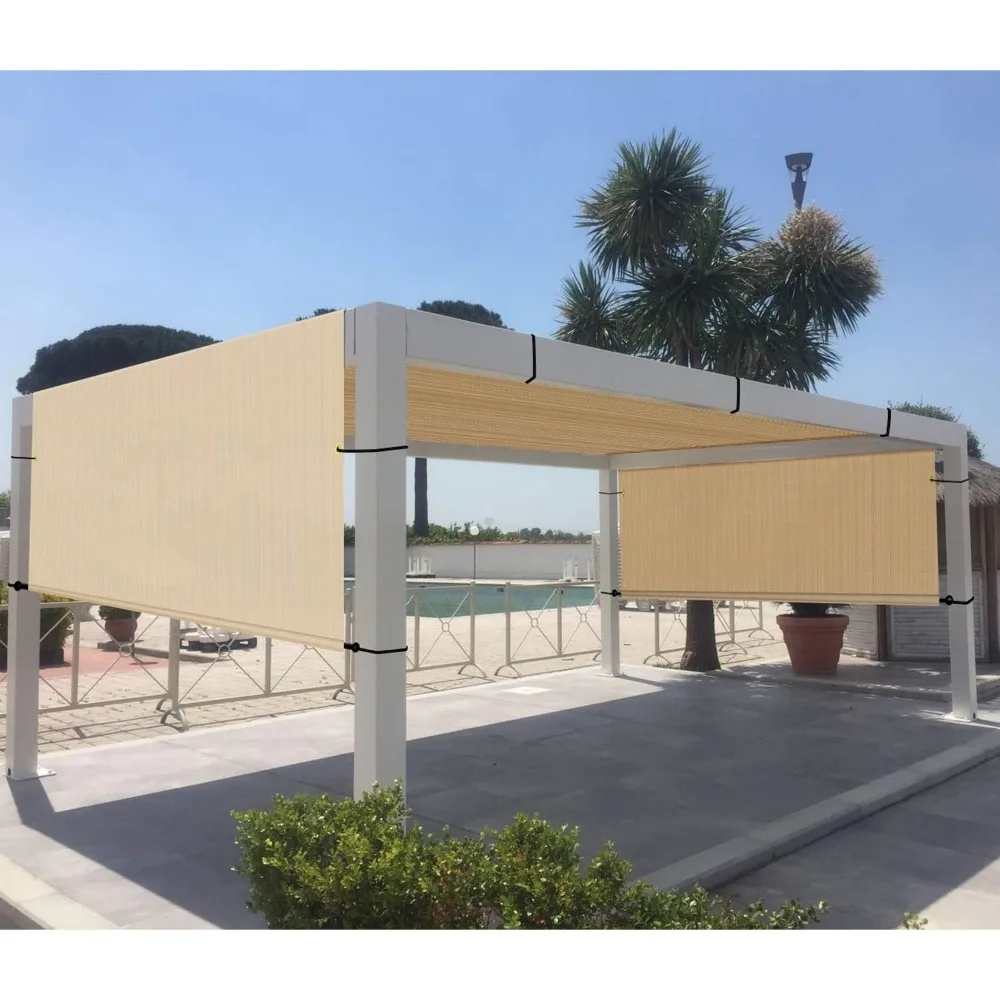 

Outdoor Pergola Shade Cover Canopy for Patio Deck Porch Backyard Universal 2 Sides Weighted Rods 10'x12'