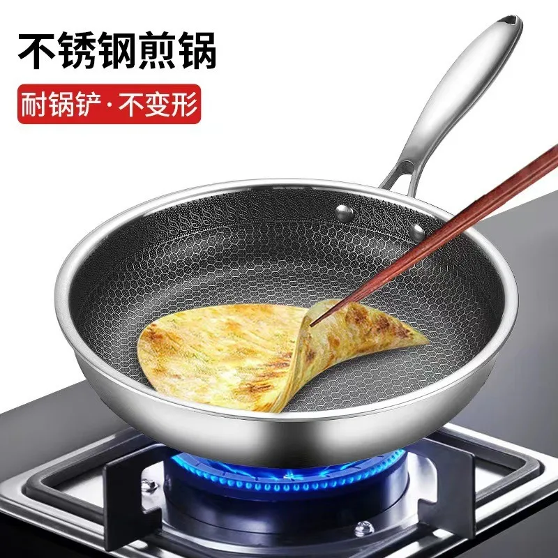 Reusable Frying Pan Nonstick Wok Steak Cooking Pot Skillet Saucepan Induction Single Sided Honeycomb Cookware