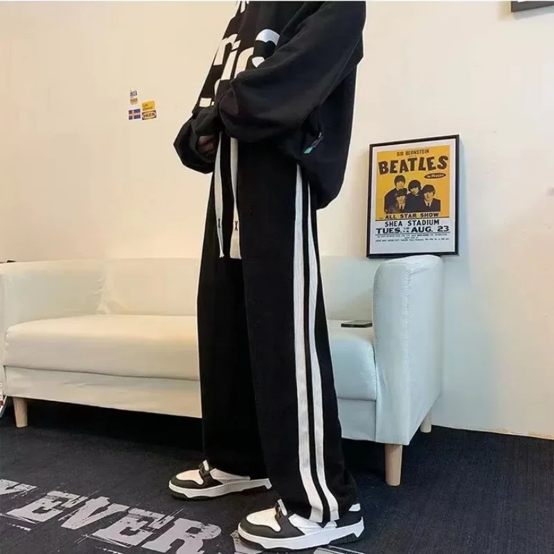 Pants Women Streetwear Fashion Baggy Chic All-match BF Style Harajuku Hipster Vintage Straight Striped Minimalist Unisex Popular