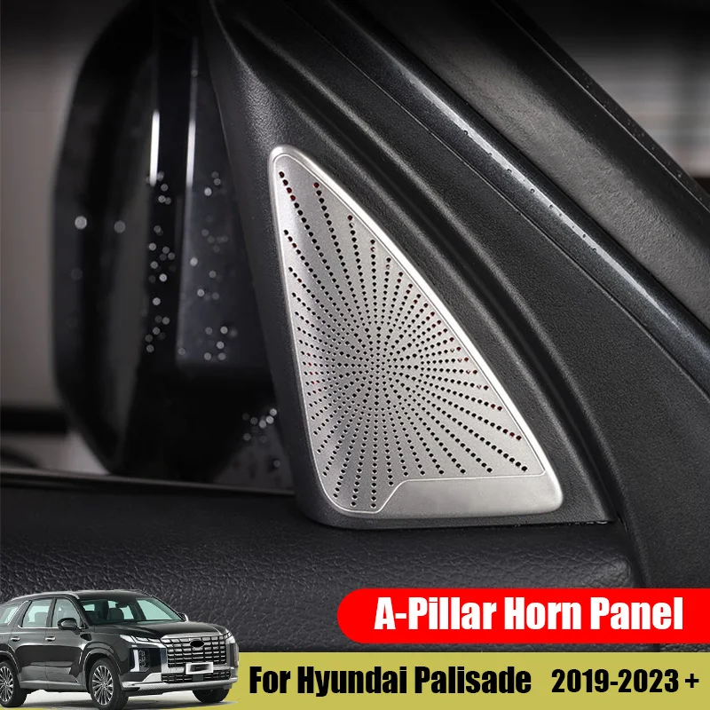 For Hyundai Palisade 2019 2020 2023 A-pillar horn cover Aluminum alloy cover Interior trim sticker Audio panel