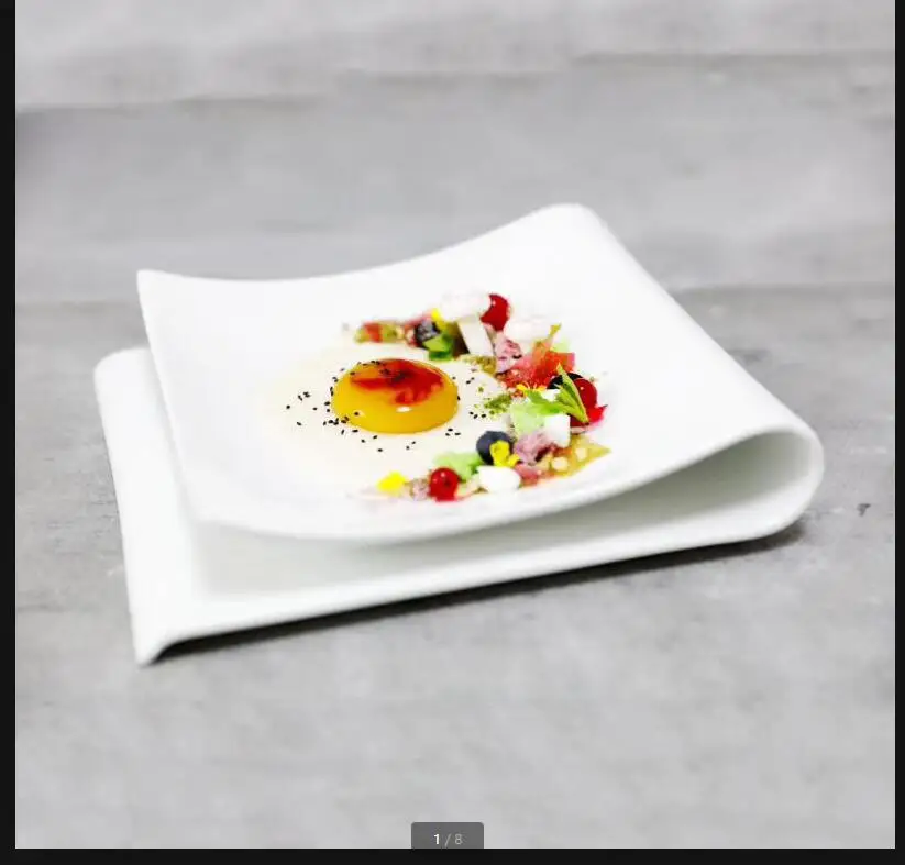 

Square Double Plate White Ceramic Dinner Plates Western Dishes Fruit Tray Salad Bowl Dessert Restaurant Tableware