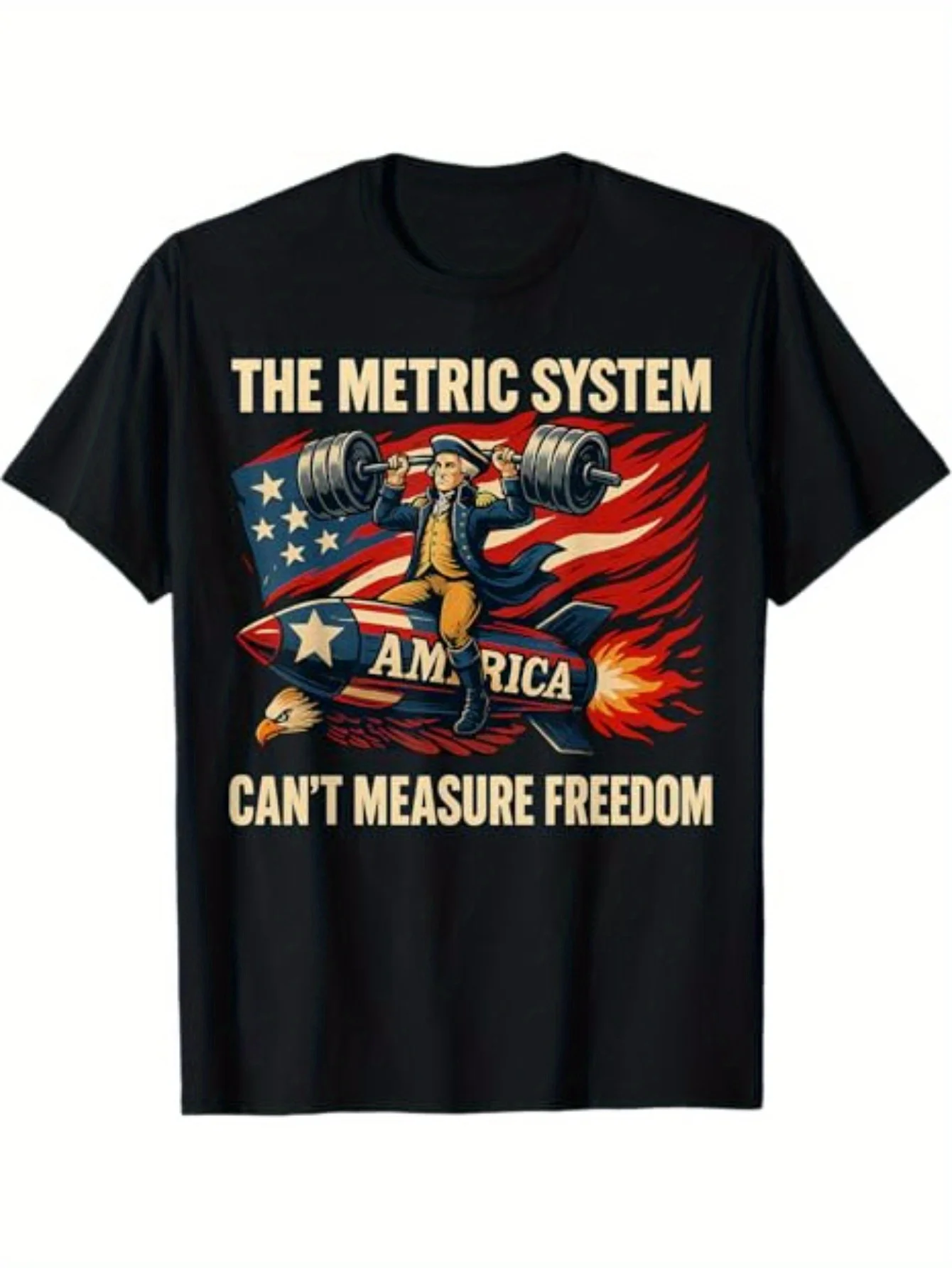 Plus-Size Metric System Cannot Measure Freedom. Funny Independence Day T-Shirt, for Teenager, For Teenager