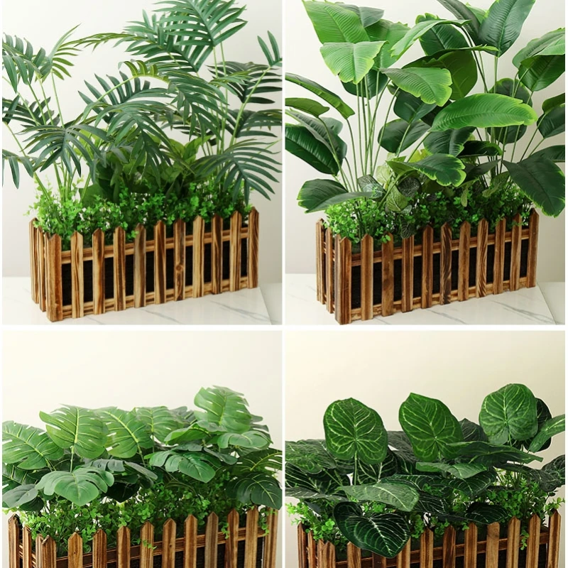 

Artificial Plastic Green Plant Set, Realistic Fence, Living Room Corner Decor, Balcony Divider Decor