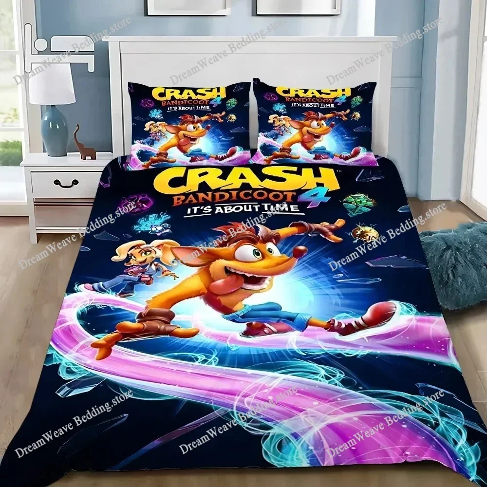 3D Print Crash Bandicoot Nitro Crate Bedding Set Duvet Cover Bed Set Quilt Cover Pillowcase Comforter King Queen Size Boys Adult