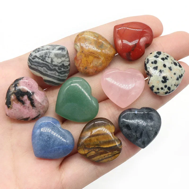 20pcs 20x8mm Heart Shape Beads Crystal Chakra Healing Stone Gemstones Pendant Reiki Handmade Jewelry Making Handicrafts