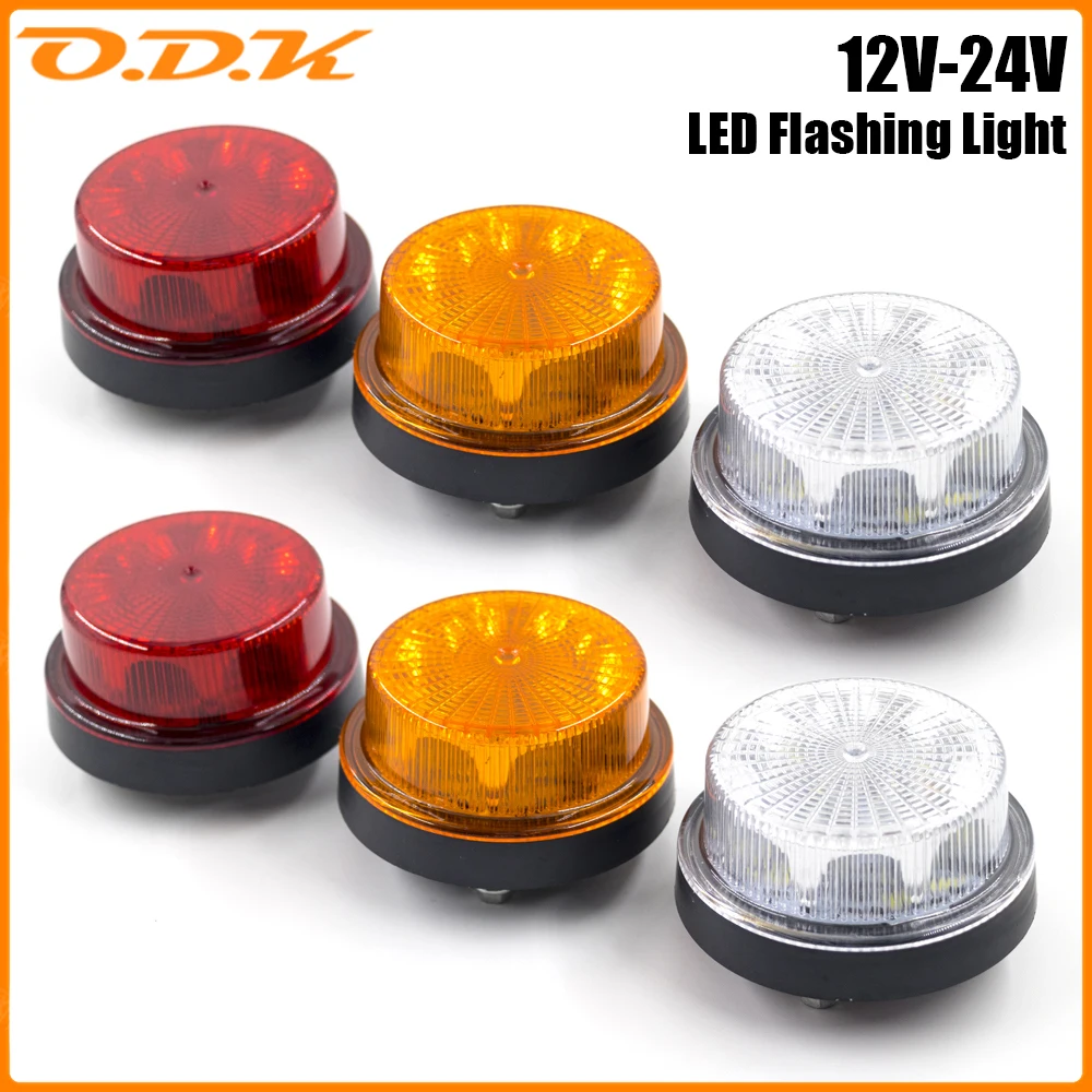 2pcs 12V 24V 12 LED 2 Modes Warning Emergency Strobe Light Flashing Light Revolving light Signal Lamp Truck Tractor Waterproof