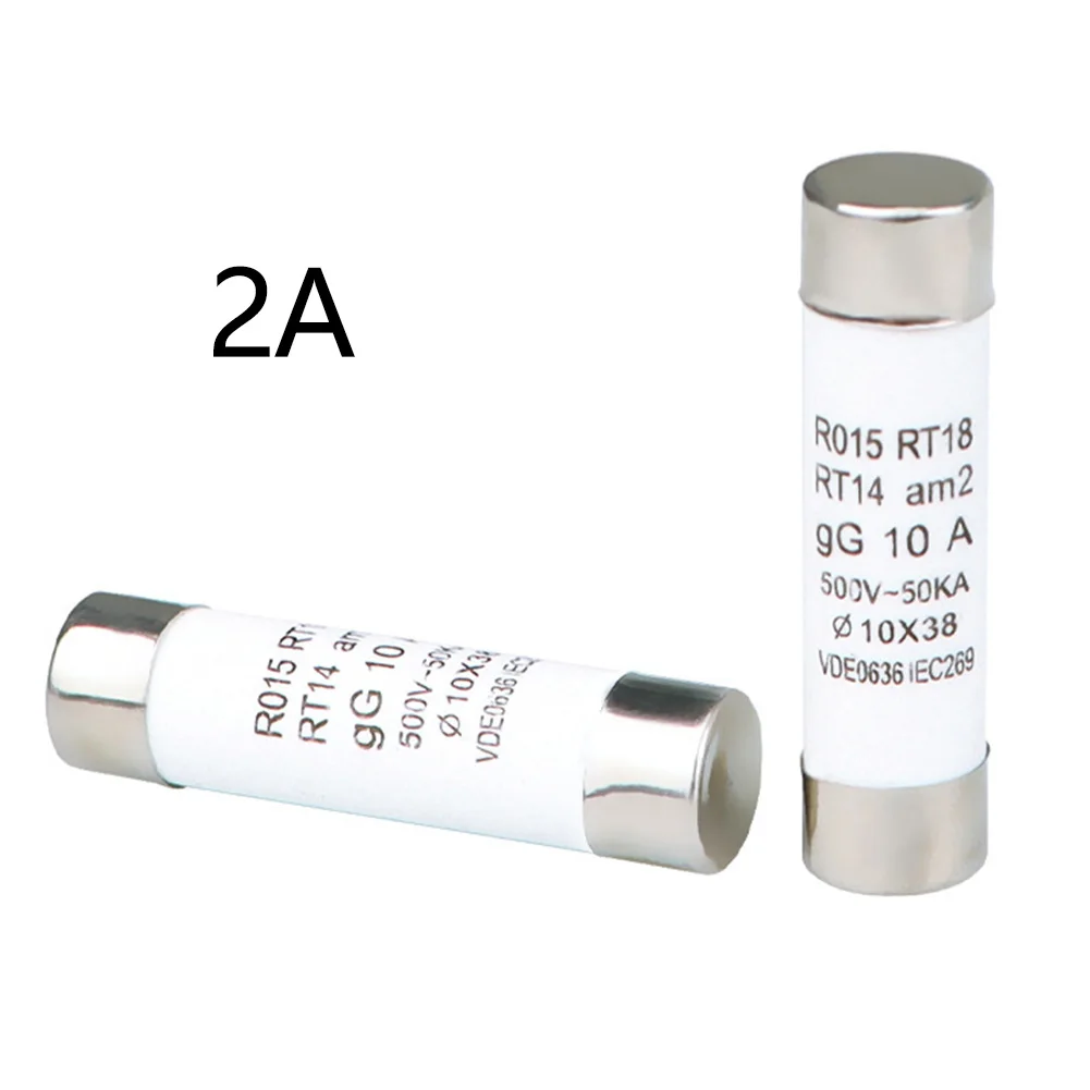 Hot New Ceramic Fuse Protection 10*38MM 20PCS/pack 500V~50KA Accessories DC Metal Alloys PV RO15 RT18 Reliable