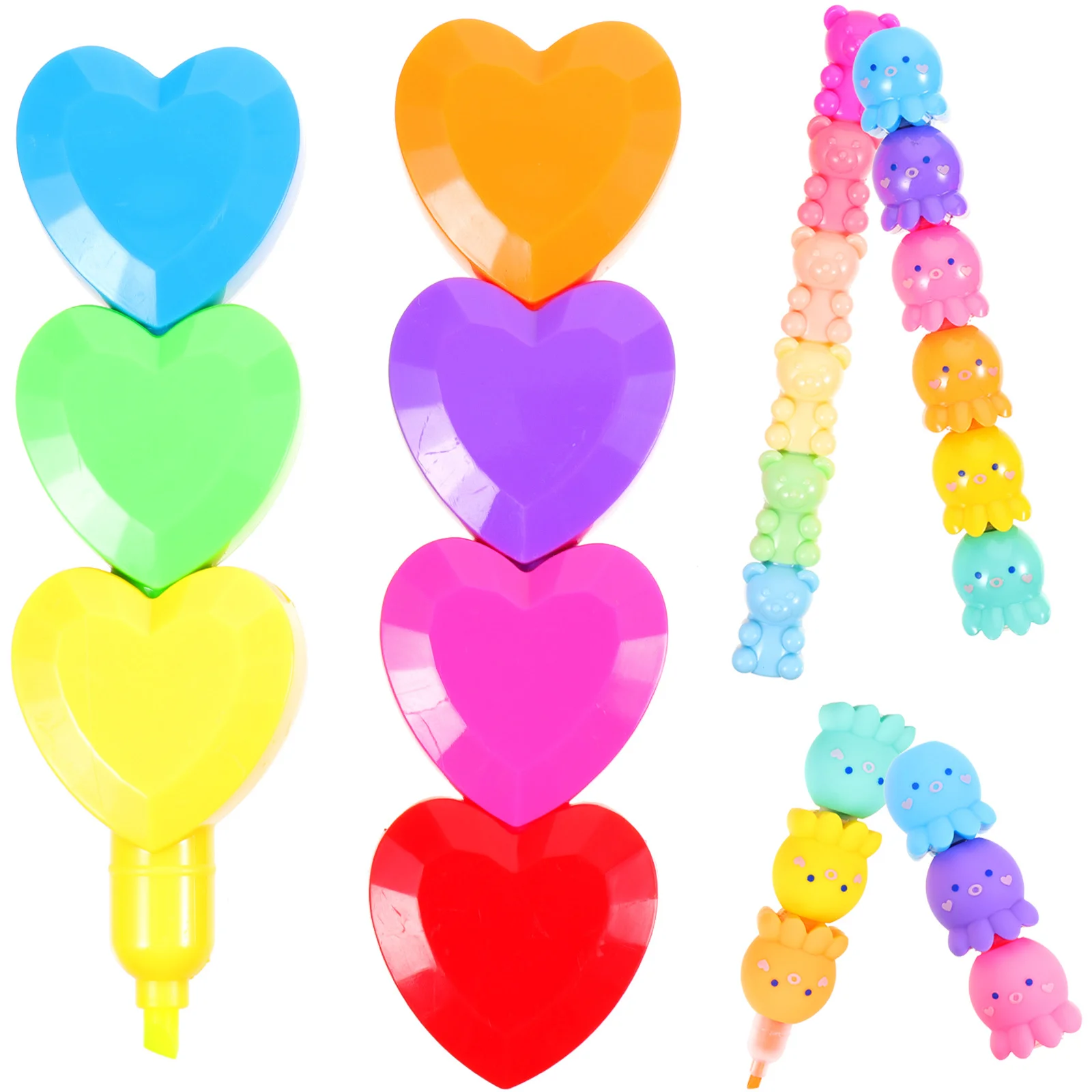 

25Pcs Highlighters Cartoon Plastic Portable Book Marker Pen Assorted Colors Bright Fluorescent School Supplies Student