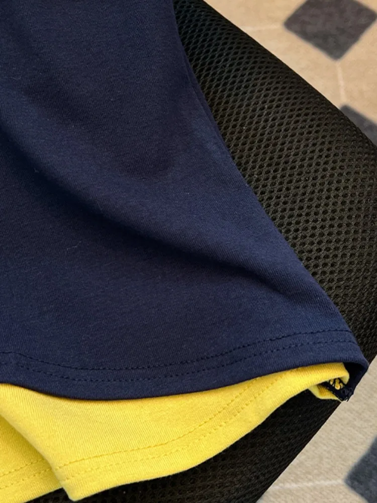 Slim Fit Or Sve Camiseta Feminina Verão Self-Kee Design Sense Falso Oulder de Duas Peças Bared Or Dr Coreano Sle