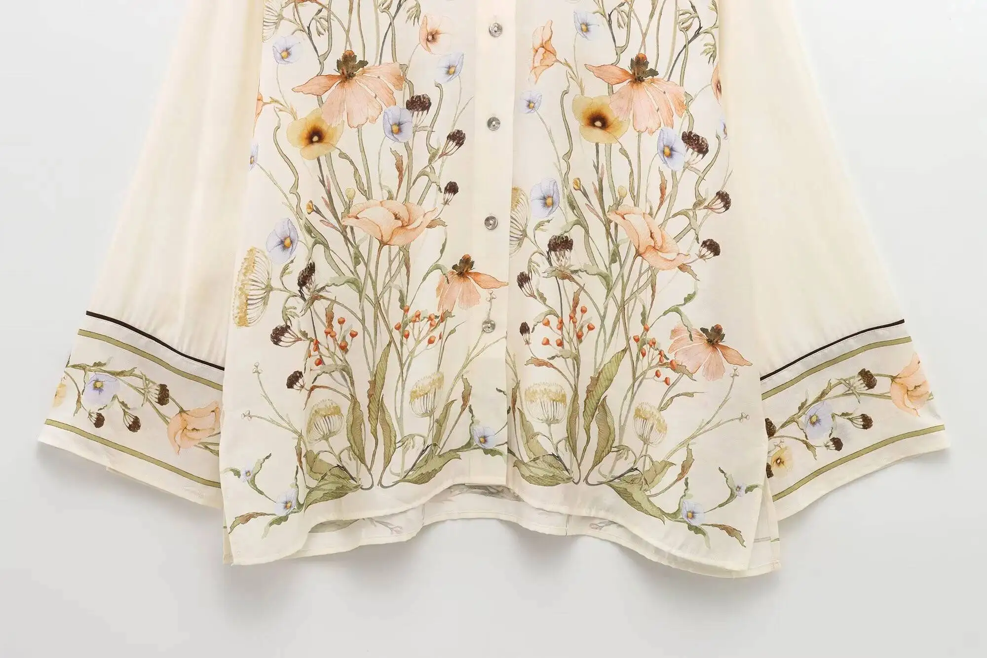 DEEABAE 2025 ربيع جديد المنتج الملابس النسائية نمط موضة ملابس منقوشة بكم طويل قميص عادية المتداول حافة تصميم السراويل #3