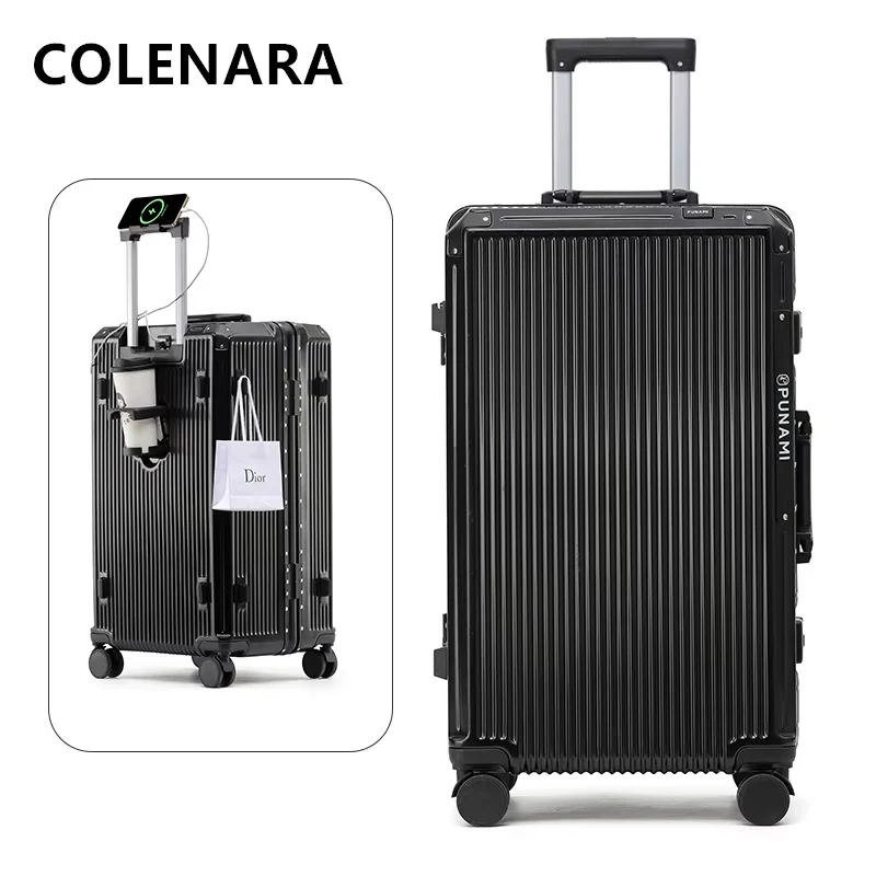 COLENARA ABS + PC Valigia Robusta e durevole scatola d'imbarco Telaio in alluminio Trolley di grande capacità Trolley da cabina da 20 "24" 26 pollici