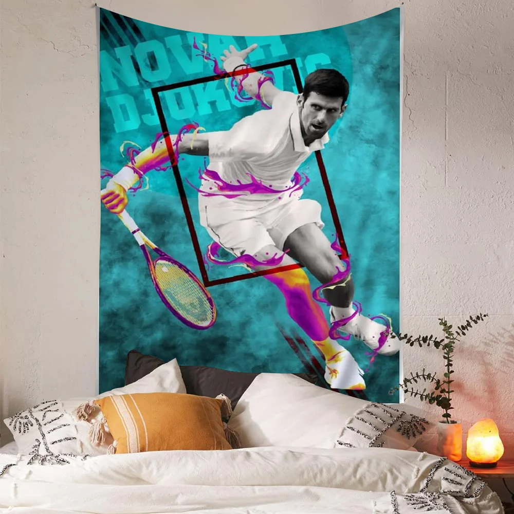 Novak Djokovic Tennis Player Sports Star Hanging Bohemian Tapestry Bohemian Wall Tapestries Mandala Kawaii Room Decor