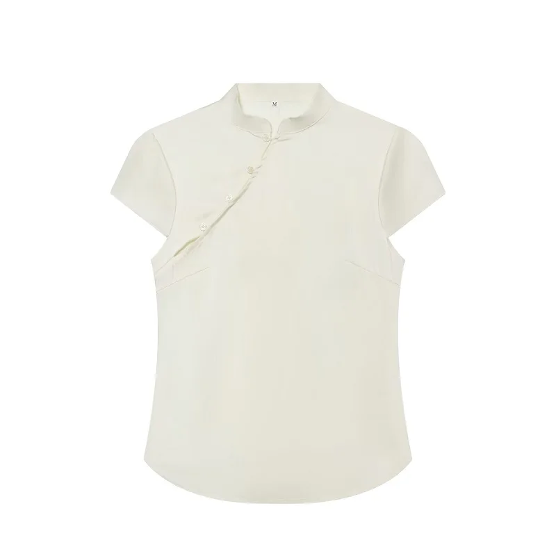 MUJER 2026 Satin-Tanktops für Damen Kurzarm Sommer Damen-Oberteile Streetwear Urlaubstop Damen Vintage-Knopfoberteil – Detail 6
