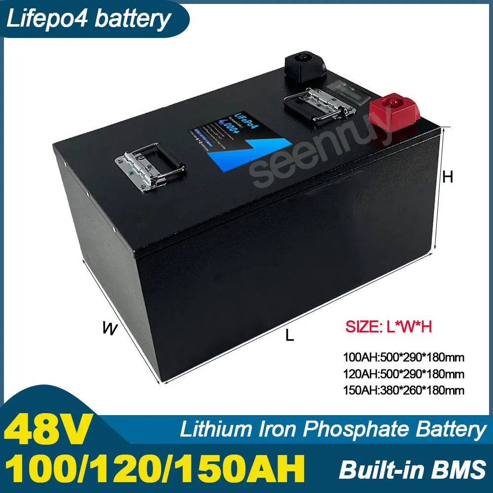 

48V 100AH 120AH 150AH Lifepo4 With Charger Lithium Iron Phosphate Battery For Solar Energy Storage Tricycle Motorcycle Scooter