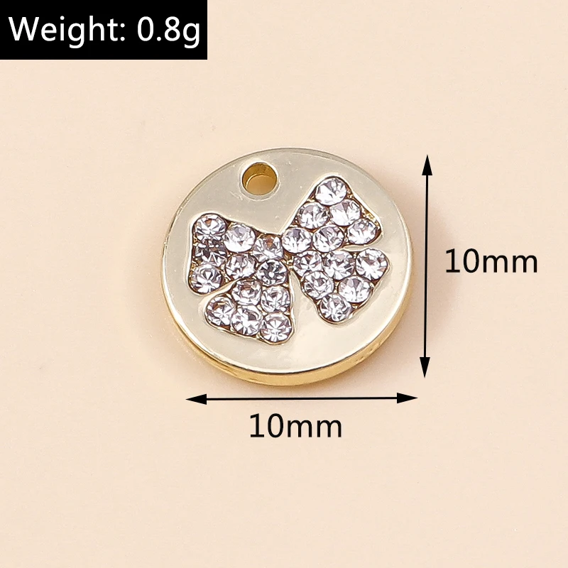 Leslie 5 Stück 10*10mm Legierung Kristall Runde Schleifenmünzen Anhänger für Halskette Armband Schlüsselanhänger DIY Schmuckherstellung Zubehör – Detail 1