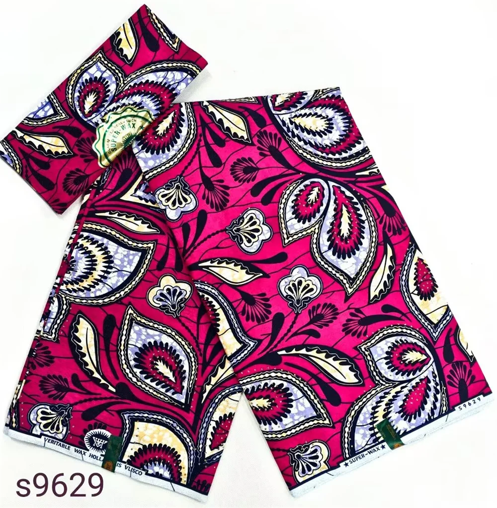 African Printing Wax Fabric WIth Stones Wax Block  Fabrics For Women Dress, 6 Yards/Lot African Wax