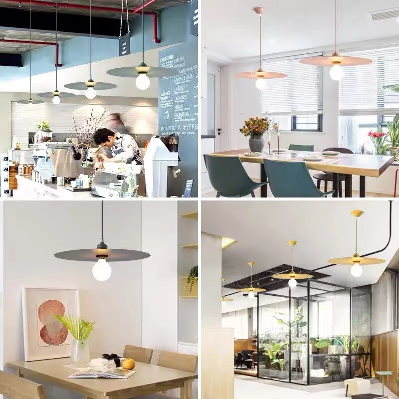 Minimalist Flying Saucer Pendant Light Nordic Single Disc Hanging Lamp Retro Ceiling Lamp for Cafe Kitchen Island Bar Dining Room
