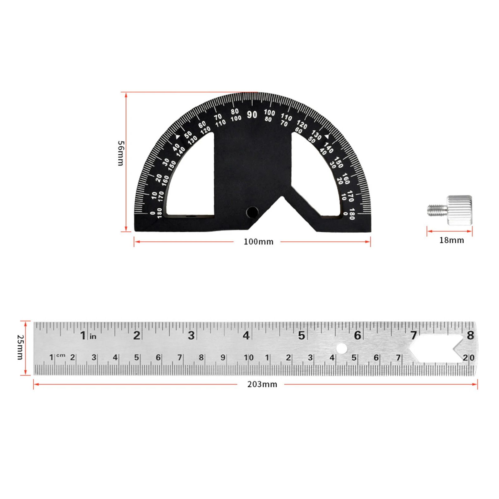 8in Angle Gauge Measurement Stainless Steel Precision Multifunctional Angle Protractor Adjustable Protractor Angle Finder 1Pc