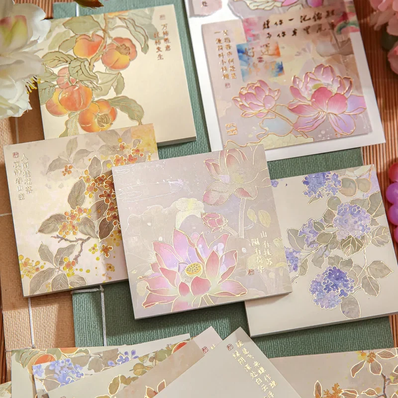 Cute National Style Hot Stamping  Chinese Style Flower Alien N Times Sticky Note Memo Pads Memo Note  Paper School Stationery