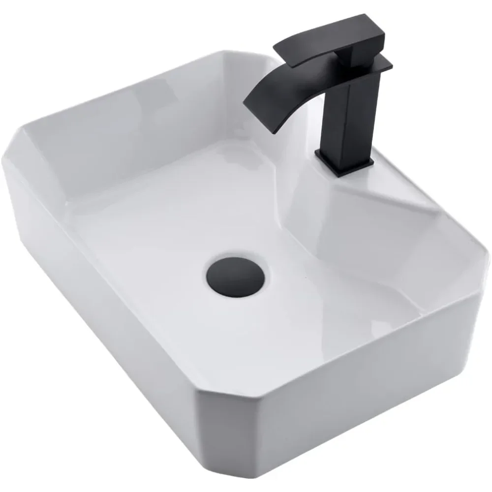 Porcelain Bowl Bathroom Balcony Art Basin Vanity Sink Combo With Black Faucet & Drainer Washbasins Washbasin Home