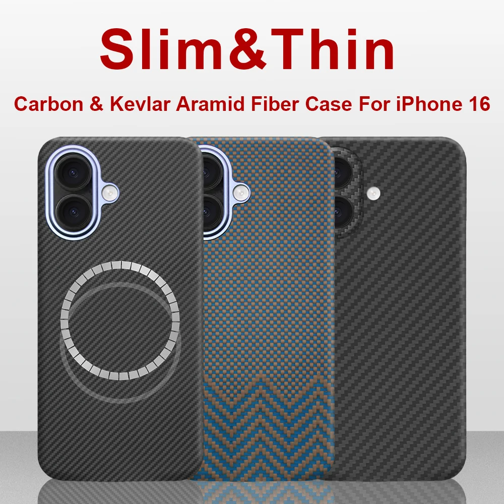 

Для iphone 16 арамидный чехол 600d кевлар карбоновое арамидное волокно ткань тонкий жесткий чехол магнитный черный тонкий светло-красный премиум-класса