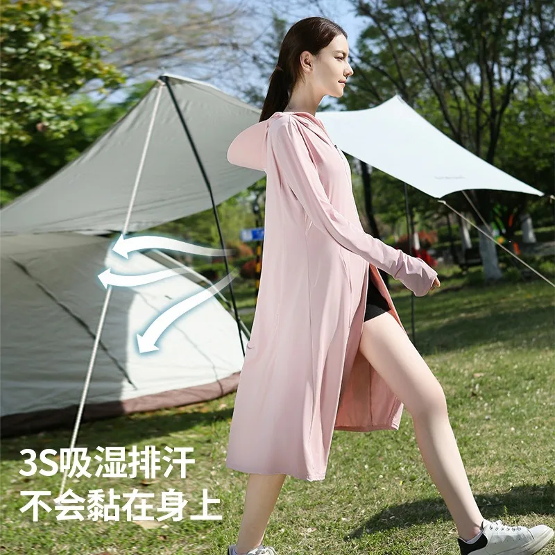 Long sunblock clothes outdoor women new anti-ultraviolet ice original yarn bicycle sun-protective ice silk breathable coat summe