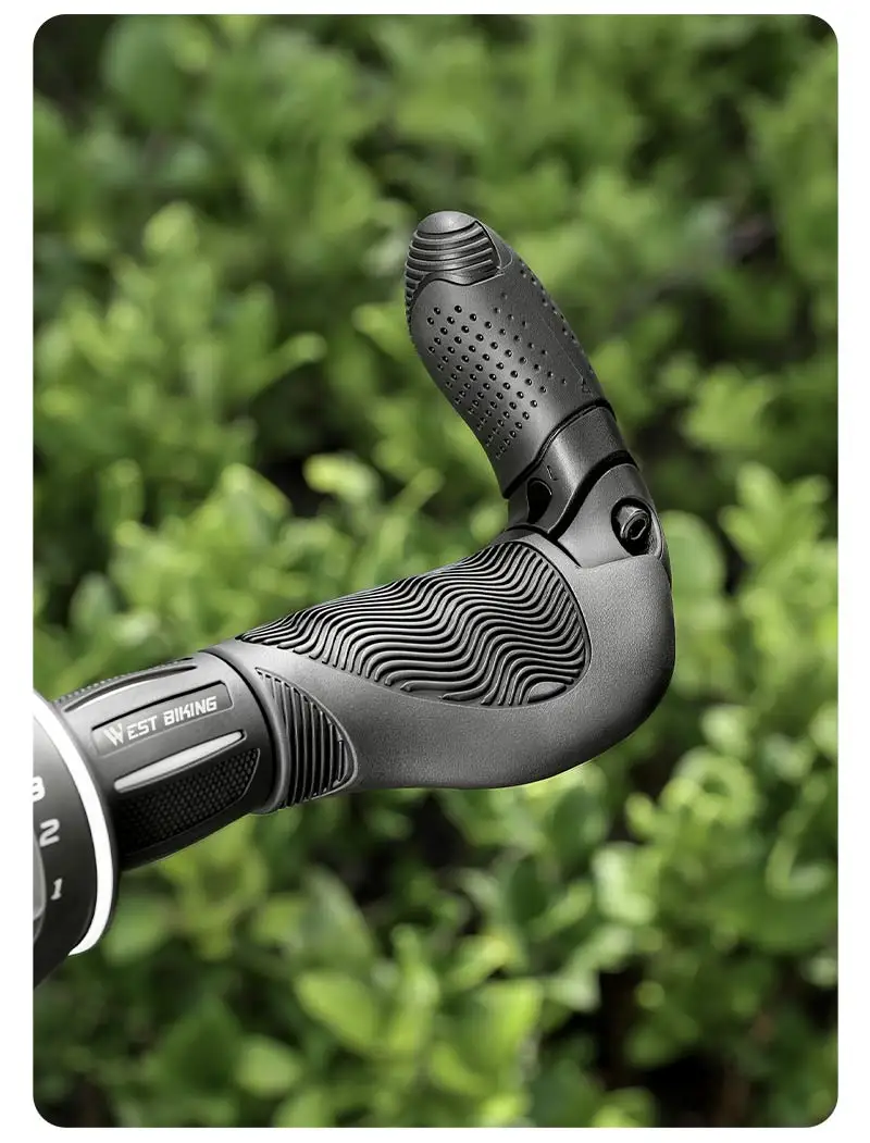 WEST BIKING Asymmetrische Fahrradgriffe mit Ruhestange 132mm Lang 95mm Kurz Drehgriffkompatibel MTB City Faltfahrrad Griffe – Detail 16