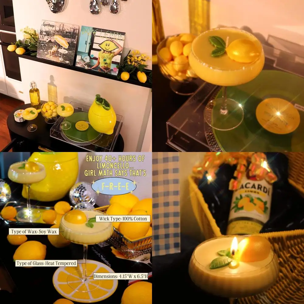 

Limoncello Citrus Candle, 40+ Hour Long-Lasting Burn Handcrafted Decorative Candles for Home Scented, Non Toxic All-Natural Soy