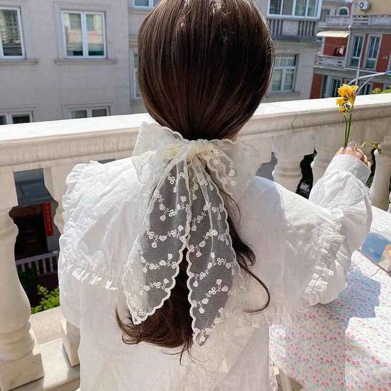 Bestickter Spitzen-Haarschal Weiche, Durchsichtige Textur Zartes Muster Für Haarstyling Taschendekoration Tägliches Tragen – Detail 2