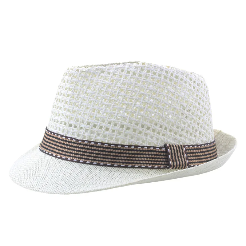 Children\'s Jazz Hats Breathable Mesh Straw Knitting Middle-aged and Elderly Summer Sunshade Straw Hats  Parent-child Top Hats