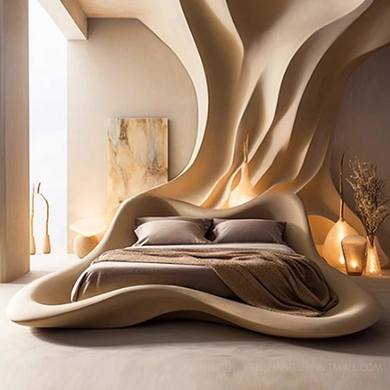 Camas De moda para dormitorio, diseño suave, Camas De boda simples y cómodas, Cama De madera De belleza moderna minimalista, muebles De Casal