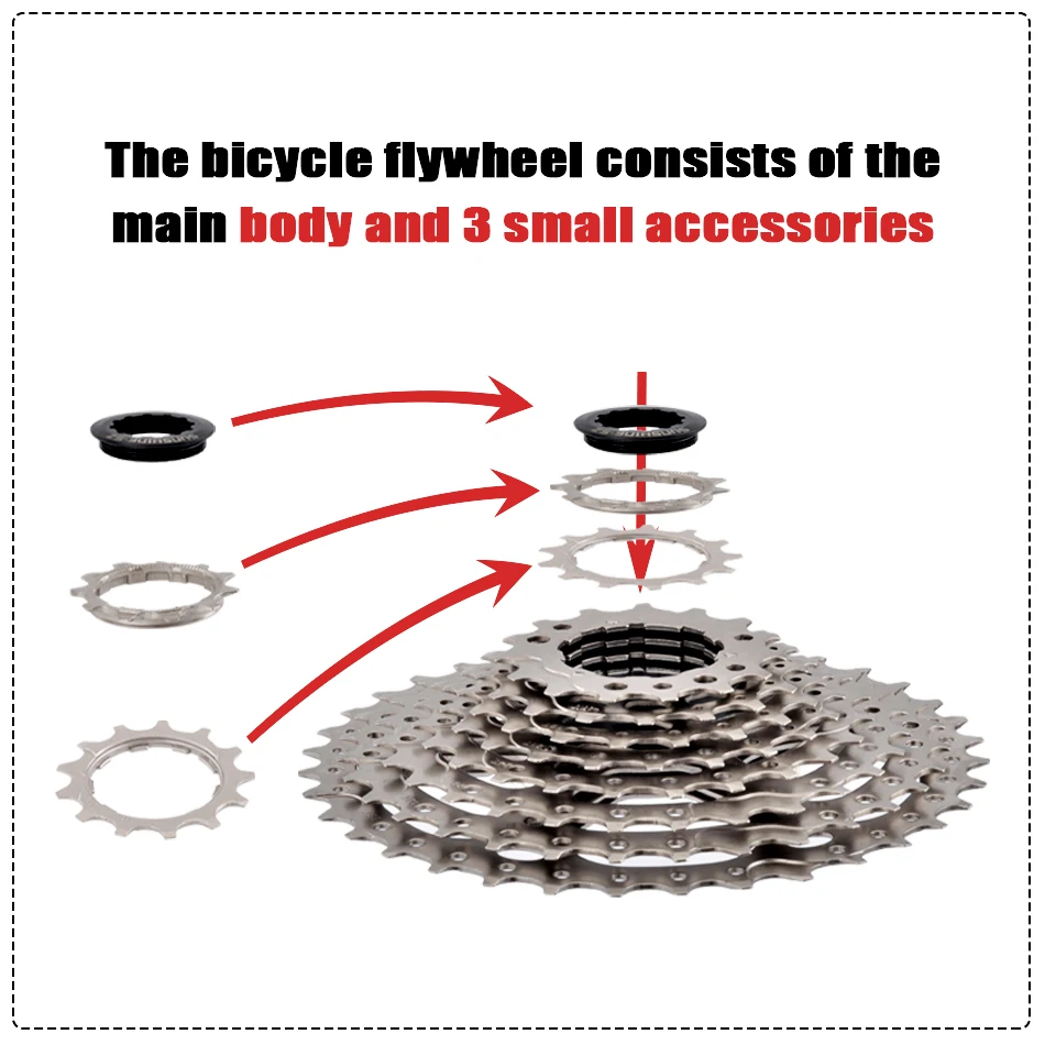 Casete de Bicicleta de Ruta SUNSHINE 8/9/10/11/12 Velocidades 23/25/28/32/34/36T K7 Cassette 8V 9V 10V 11V 12V para SHIMANO HG 4