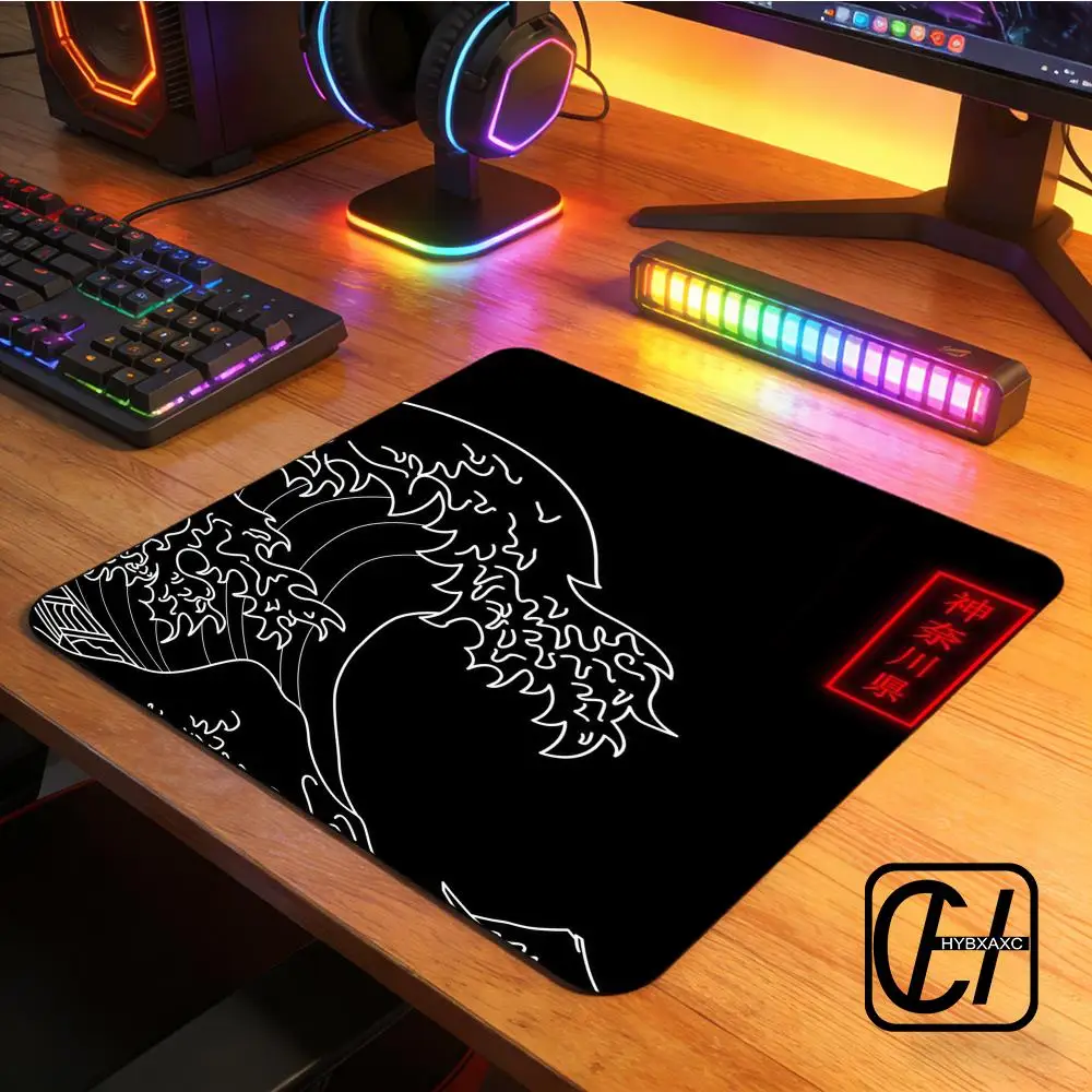 Japanese Black Sea Wave Small Mouse Pad Gaming Laptop HYBXXXC Gamer Carpet Keyboard Mat Desk Protector Anime Cartoon Mouse Pad