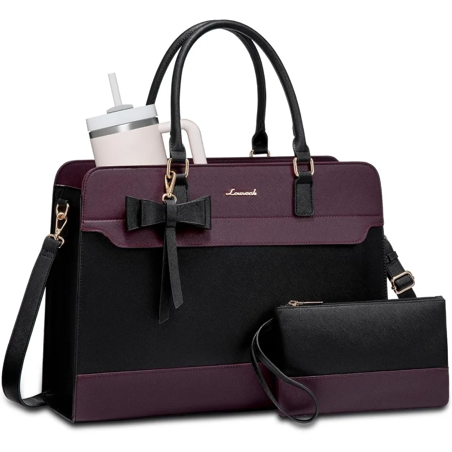 

Waterproof Leather Laptop Tote Bag for Women: Large Capacity Computer Handbag Purse Briefcase Ideal for Office Work Teaching an