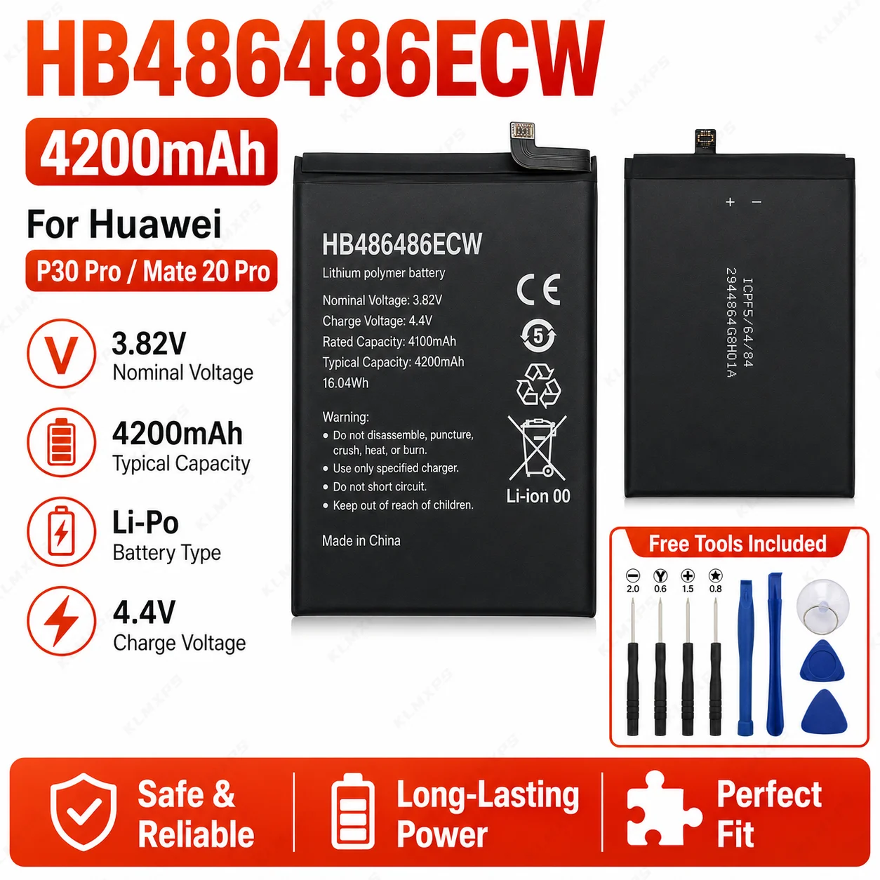 Replacement Phone Battery HB486486ECW 4200mAh For Huawei P30 Pro Mate20 Pro Internal Battery Spare Part Repair Use