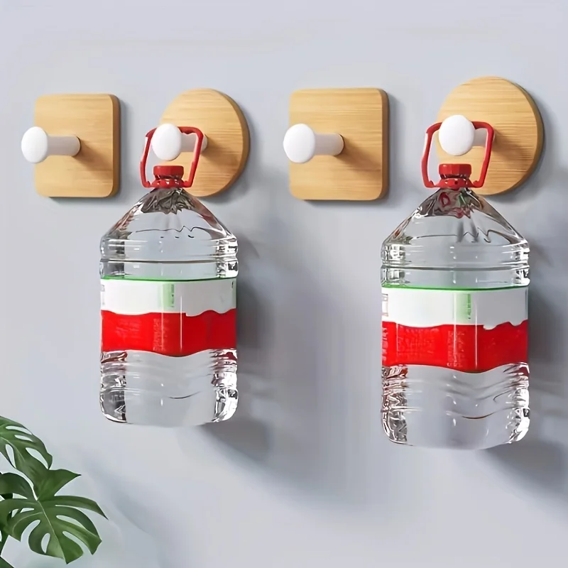 1 Stück Bambus-Holzhaken Wandkleiderhaken Türschlüsselhalter Klebehaken Küchenzubehör für Zuhause Badezimmer-Accessoires Cozinha