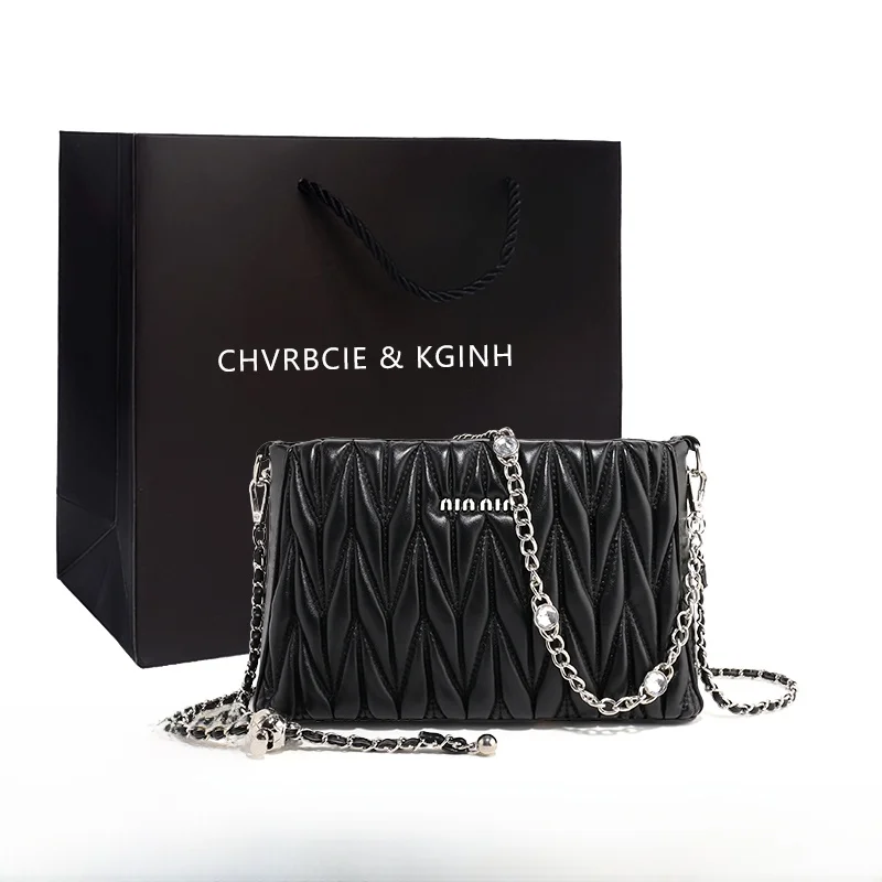 

Faionable Folded Chain oulder Bag for Women Underarm Crossbody Bag Sli Trendy Leather Handbag Suitable for Daily Use