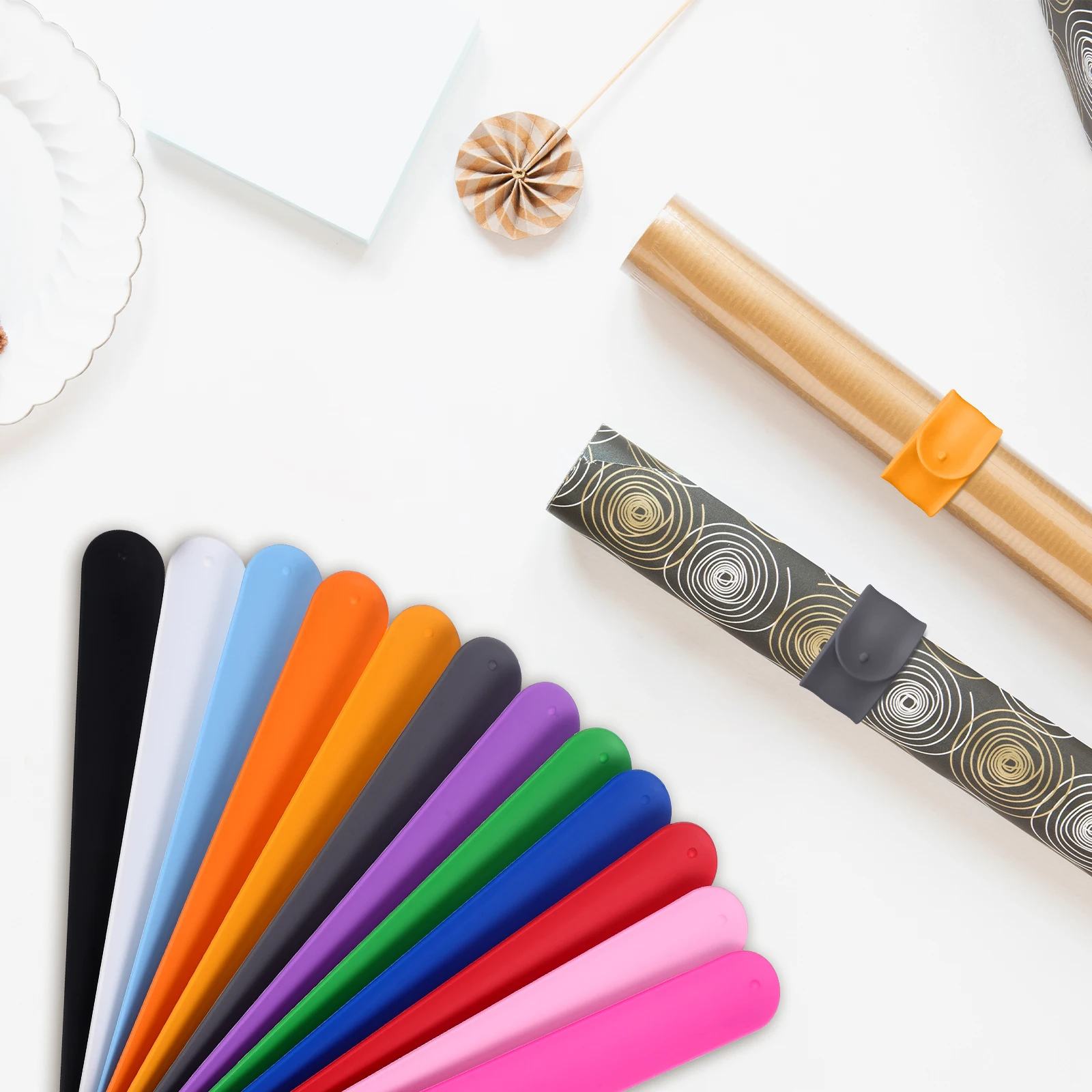 12pçs pulseiras coloridas de tapa de silicone, pulseiras de pressão para lembrancinhas de festa, faixas de papel de embrulho, faixas confortáveis e duráveis