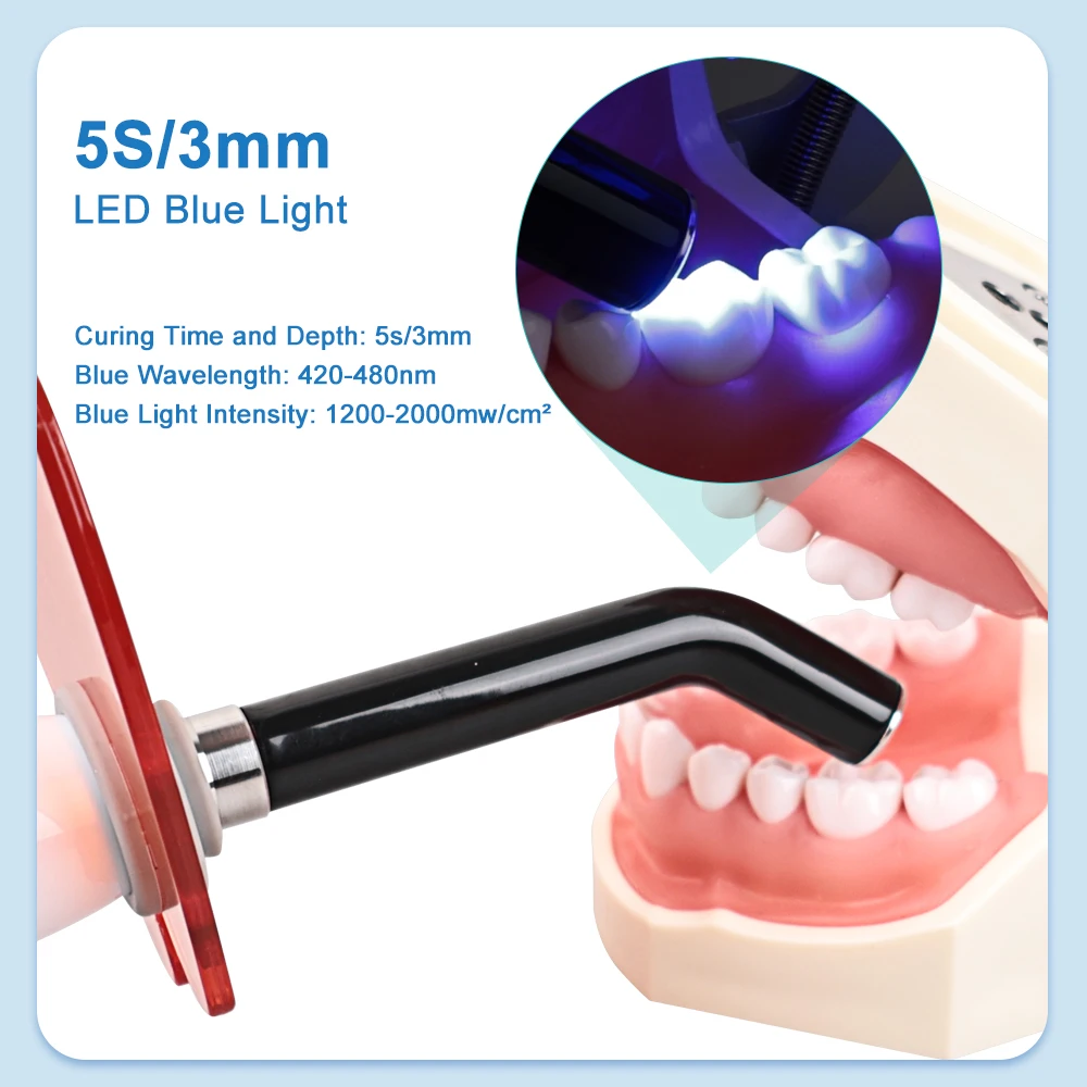 1Set LED Curing Light Lamp Machine 2000MW Resin Cure Dental Equipment 5s/3mm Curing 2200mAh Battery 10W Wireless Cordless