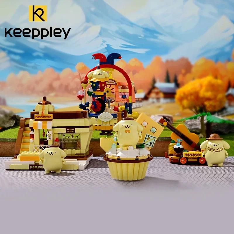 Neue Keeppley Baustein Sanrio Kuromi Street View Cartoon Serie Montage Modell Dekoration Kinderspiel zeug Mädchen Geburtstags geschenk