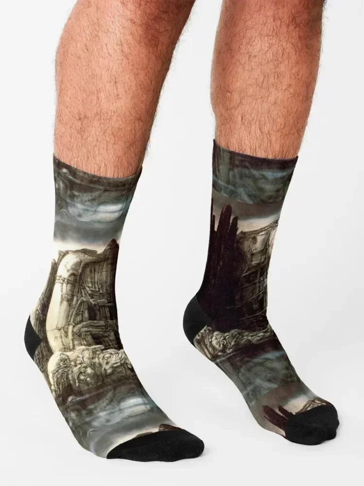 H.R Giger - Isle of The Dead Socks Antiskid soccer man christmas stocking floral Men Socks Luxury Brand Women's